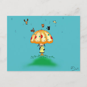 Postal Lluvia de perros y gatos