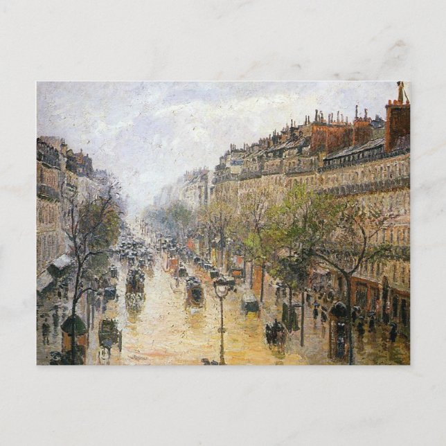 Postal Lluvia de primavera en Montmartre por Camille Piss (Anverso)