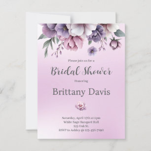 Postal Lluvia de Regalos de Boda Lavanda Floral Acuarela