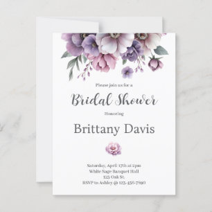 Postal Lluvia de Regalos para la Novia Lavanda Floral Acu
