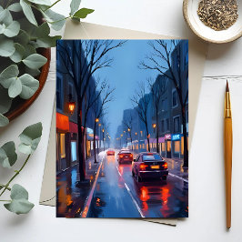 Postal Lluvia en Boston | Calle del centro de la ciudad M