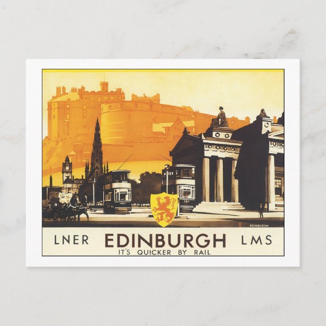 Postal LNER Edinburgh LMS es más rápido en tren (Anverso)