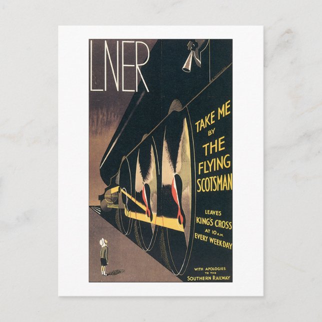 Postal LNER Llévame por el escocés volador (Anverso)