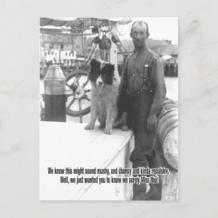Postal Lo extrañamos mucho - Capitán del barco y perro