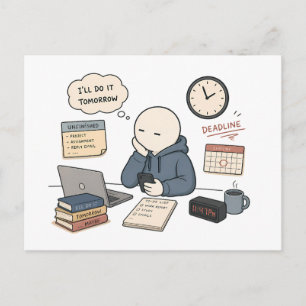 Postal Lo Haré Mañana Chistoso Meme de Procrastinación