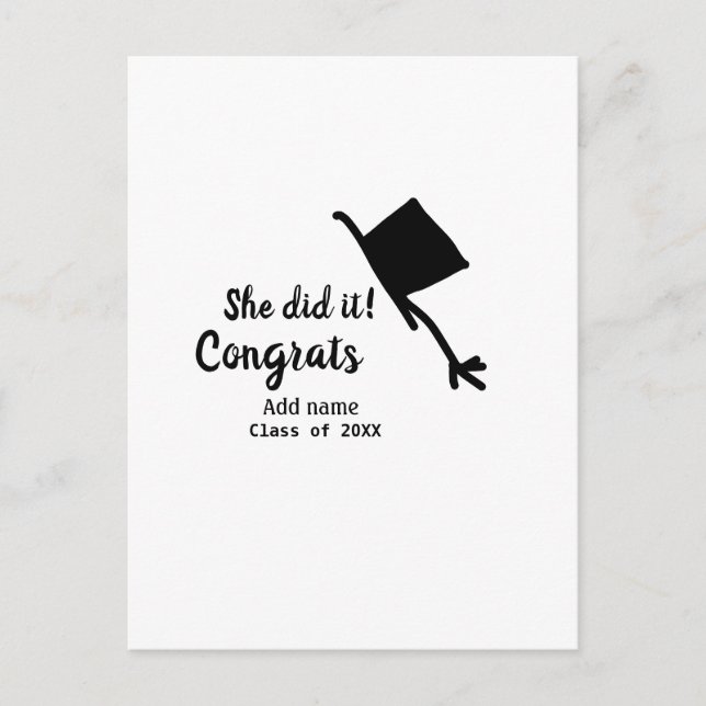 Postal Lo hizo felicitaciones graduación agregar nombre d (Anverso)