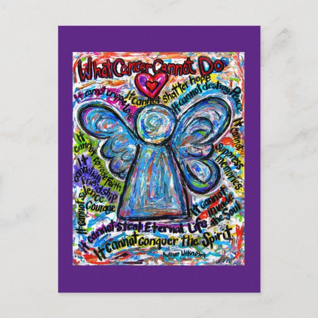 Postal Lo que el cáncer no puede hacer poema Angel Art Po (Anverso)
