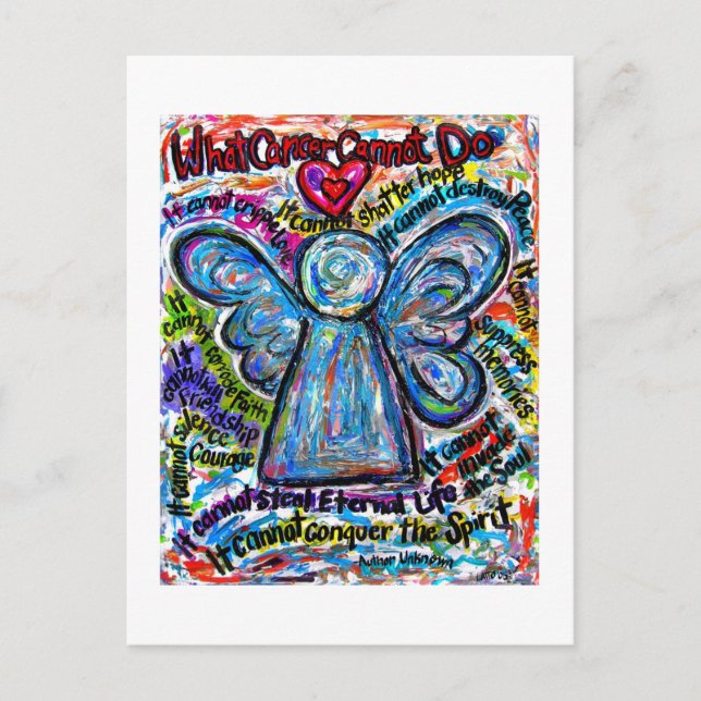 Postal Lo que el cáncer no puede hacer poema Angel Art Po (Anverso)