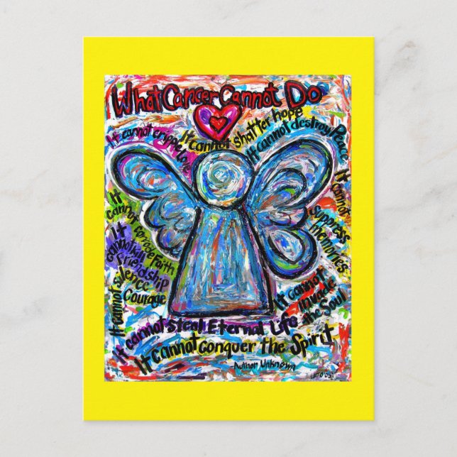 Postal Lo que el cáncer no puede hacer poema Angel Art Po (Anverso)