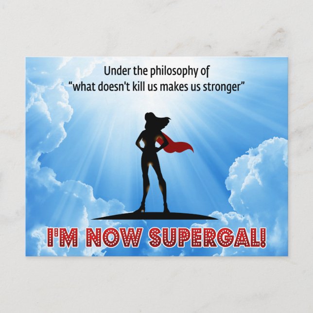 Postal ¡Lo que no nos mata nos hace más fuertes! (Anverso)