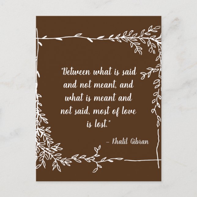 Postal Lo que se dice y significa Khalil Gibran Brown (Anverso)