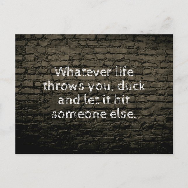Postal Lo que sea que la vida te arroja chiste (Anverso)