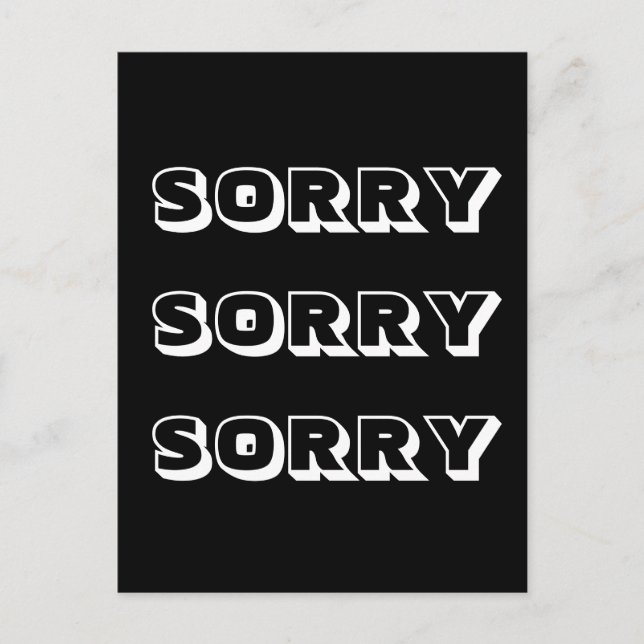 Postal Lo siento, blanco negro moderno negrita (Anverso)