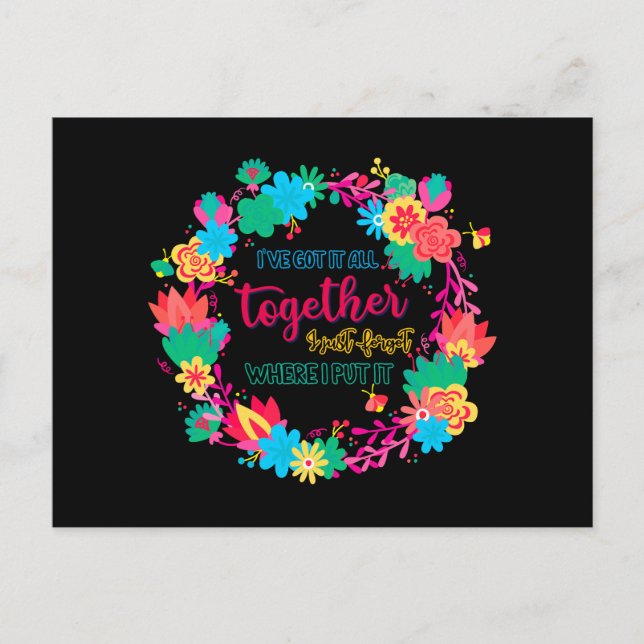 Postal Lo tengo todo, me olvidé de dónde lo puse (Anverso)