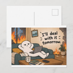 Postal Lo trataré mañana – Procrastinación divertida