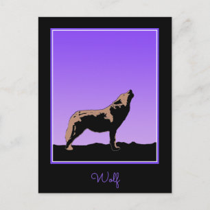 Postal Lobo al atardecer - Arte de vida salvaje original