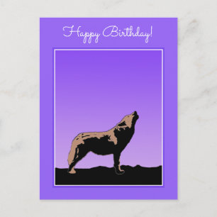 Postal Lobo al atardecer - Arte de vida salvaje original