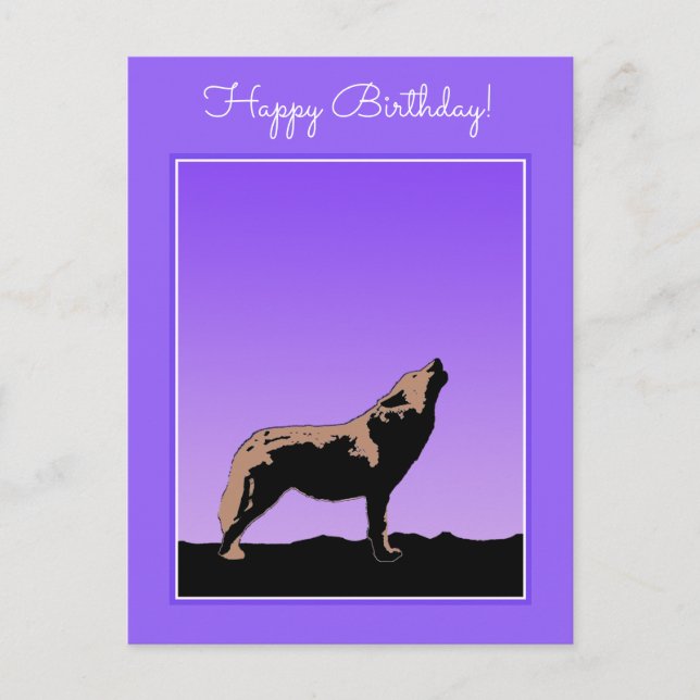 Postal Lobo al atardecer - Arte de vida salvaje original (Anverso)