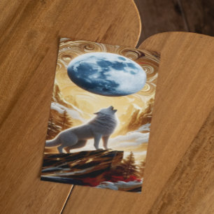 Postal Lobo aullando bajo la luna