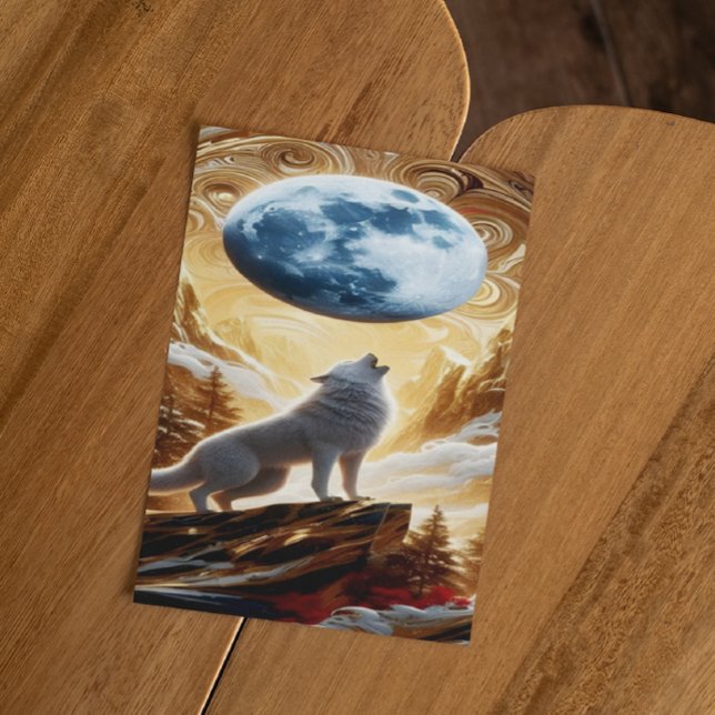 Postal Lobo aullando bajo la luna (Subido por el creador)