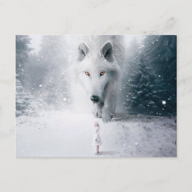 Postal Lobo blanco gigante (Anverso)
