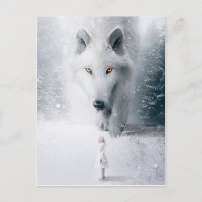 Postal Lobo blanco gigante (Anverso)