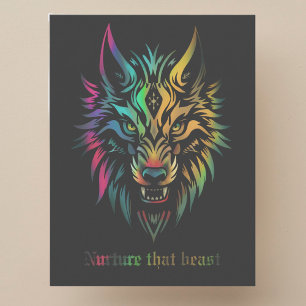 Postal Lobo cara colorido cepillo de aire Nurtura de la b