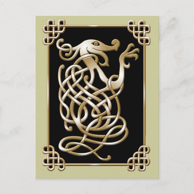 Postal Lobo celta - fondo negro (Anverso)