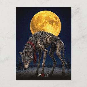 Postal Lobo Cravat gótico Surrealista