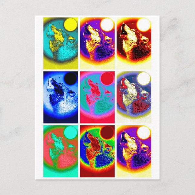 Postal Lobo de arte pop (Anverso)