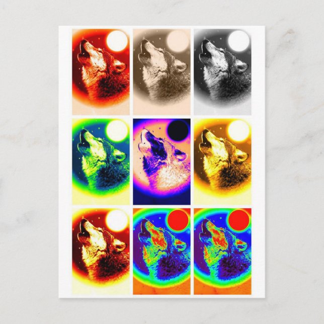 Postal Lobo de arte pop (Anverso)