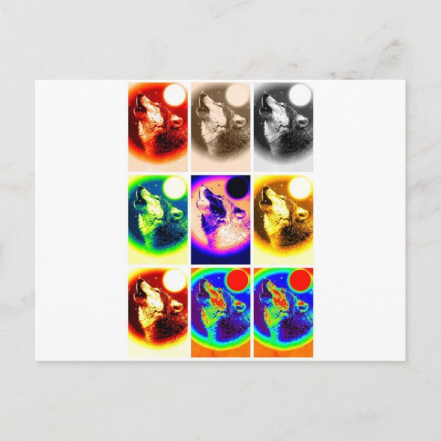 Postal Lobo de arte pop (Anverso)