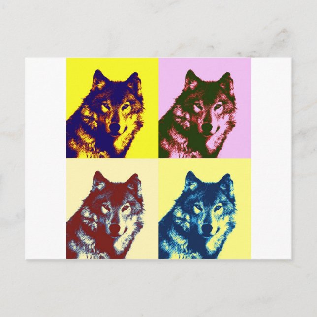 Postal Lobo de arte pop (Anverso)