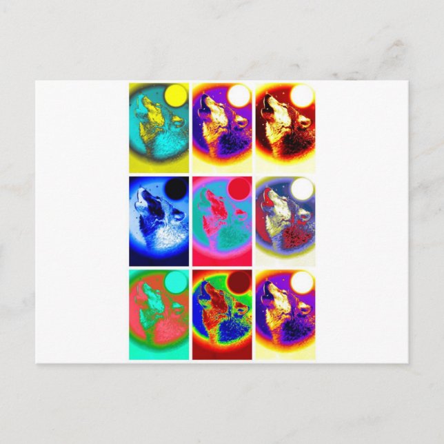 Postal Lobo de arte pop (Anverso)
