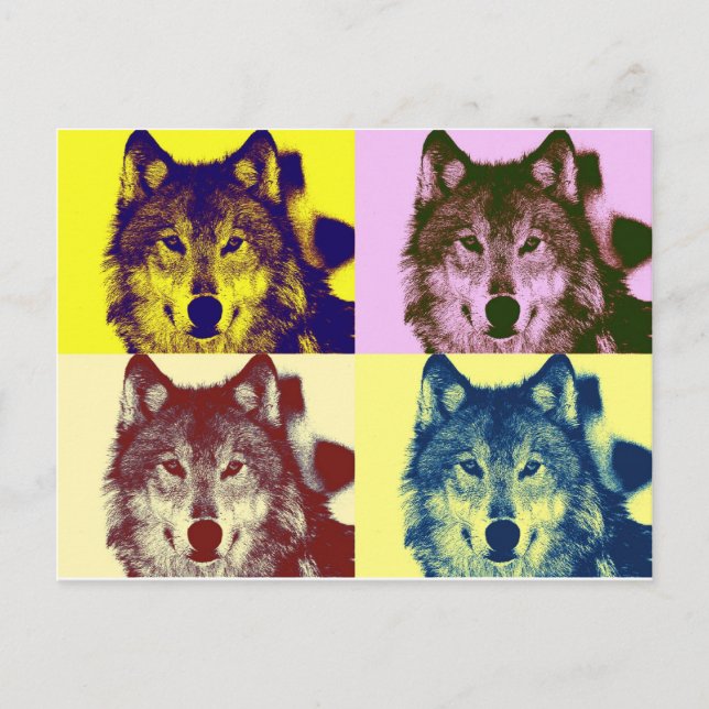 Postal Lobo de arte pop (Anverso)