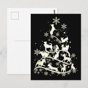 Postal Lobo de Navidad de Chihuahua Copos de Nieve Feliz