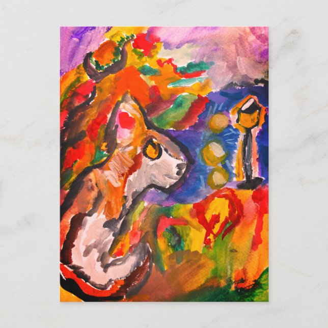 Postal Lobo de noche (Anverso)