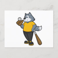 Lobo en béisbol con bate de béisbol