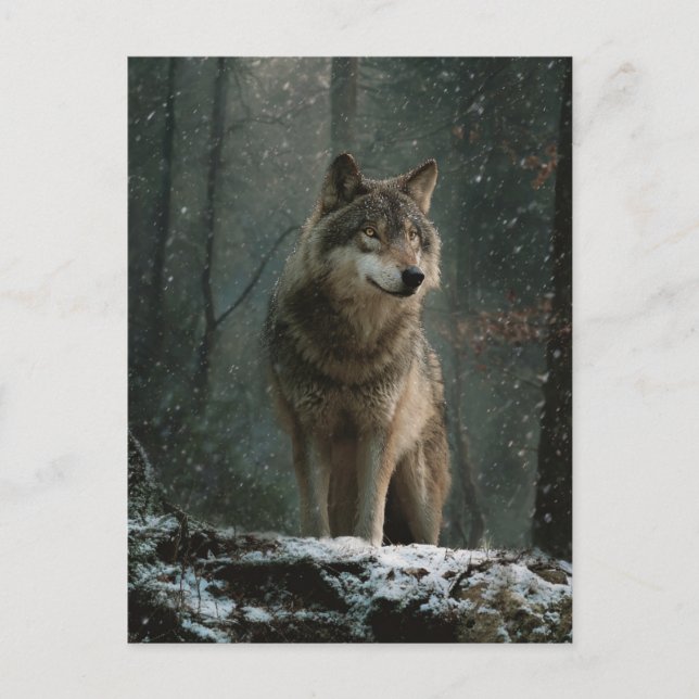 Postal Lobo en invierno (Anverso)