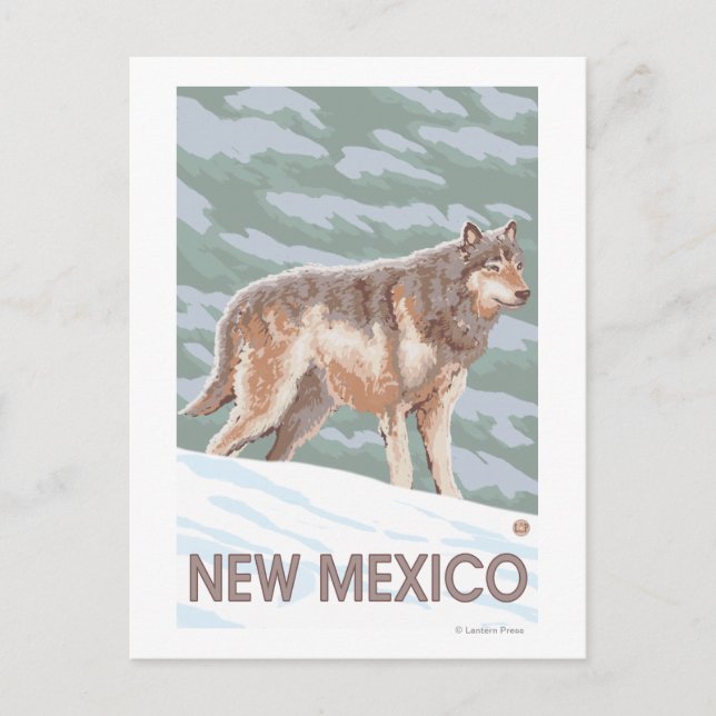 Postal Lobo gris en pie Nuevo México (Anverso)