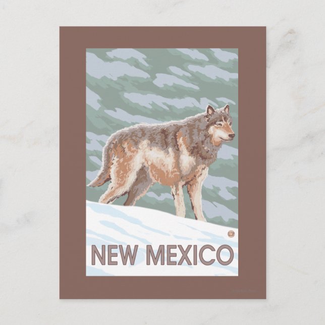 Postal Lobo gris en pie Nuevo México (Anverso)