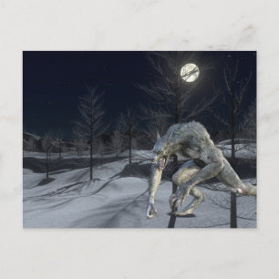 Postal Lobo hombre nieve invernal Halloween aterrador