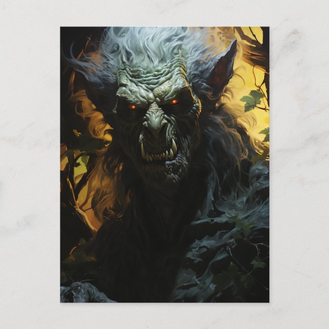 Postal Lobo humano de Halloween (Anverso)