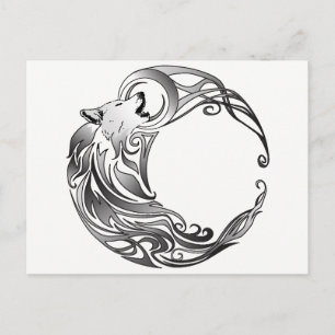 Postal Lobo tribal - Sombreado