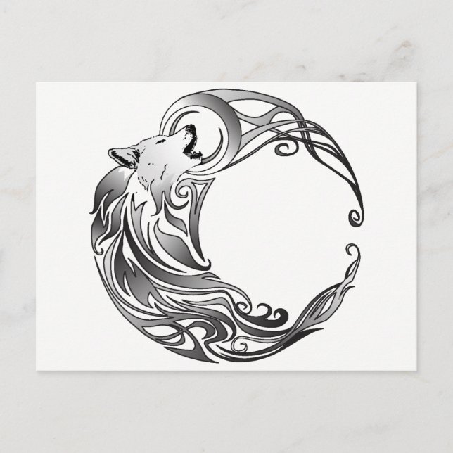 Postal Lobo tribal - Sombreado (Anverso)