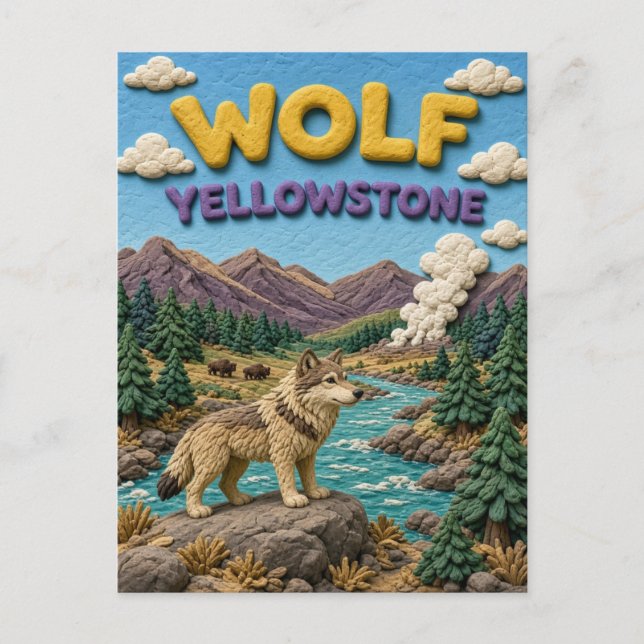Postal Lobo Valle de Yellowstone Modern KlayKoo (Anverso)