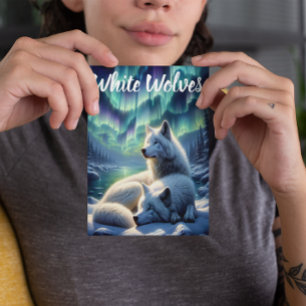 Postal Lobos Blancos Majestuosos en Nieve