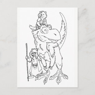 Postal Lobos con el dinosaurio del mascota