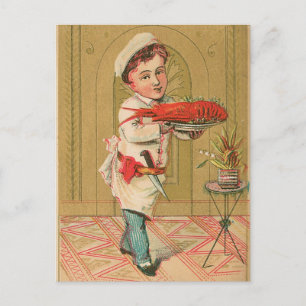 Postal Lobster Chef Vintage Food and Art