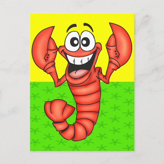 Postal Lobster divertido y sonriente (Anverso)